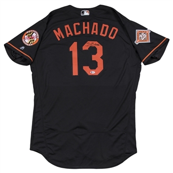 2017 Manny Machado Game Used & Signed Baltimore Orioles Black Alternate Jersey (MLB Authenticated & Beckett)